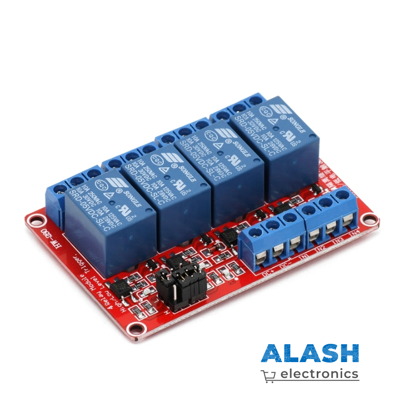 4-канальный модуль реле (5 В) с выбором уровня сигнала