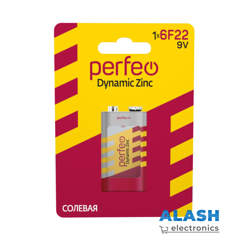 Батарейка 6F22 Dynamic Zinc солевая 1шт в блистере 9V (крона)