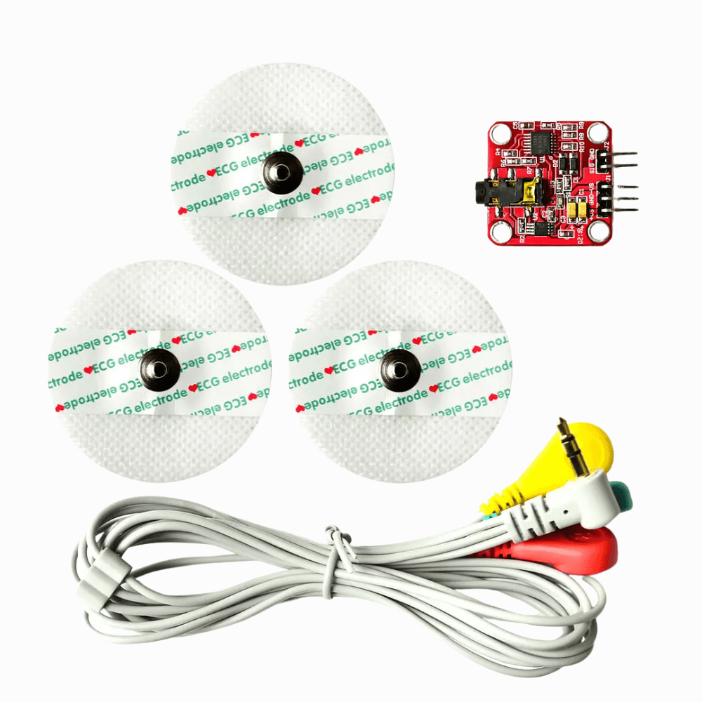 Датчик сигналов ЭМГ мышц (EMG Sensor) — модуль для Arduino, ESP32, Raspberry Pi с электродами и кабелем для измерения активности мышц