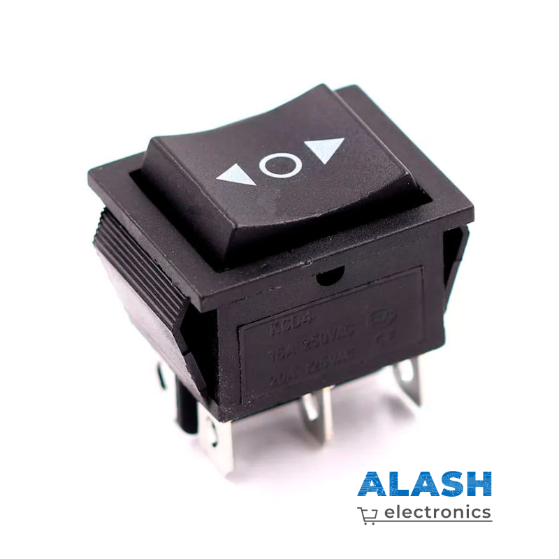 клавишный переключатель черный KCD4 16A 250V/20A 125V одинарный 6 контактов 25x31мм