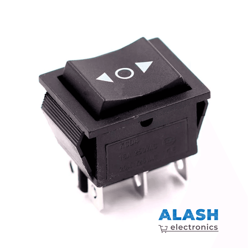 клавишный переключатель черный KCD4 16A 250V/20A 125V одинарный 6 контактов 25x31мм