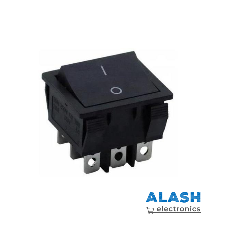 Клавишный переключатель черный KCD9 16A 250V AC / 20A 125V AC, одинарный, 9 контактов, тумблер с фиксацией, для электроприборов и DIY-проектов