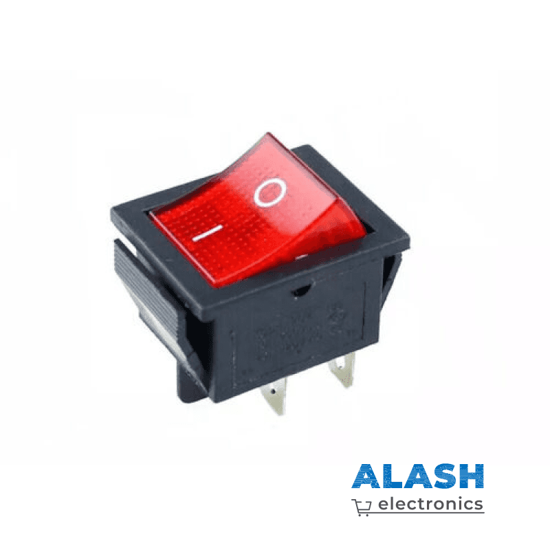Клавишный переключатель KCD4, 16A 250V AC / 20A 125V AC, одинарный, 4 контакта, красный 25x31мм