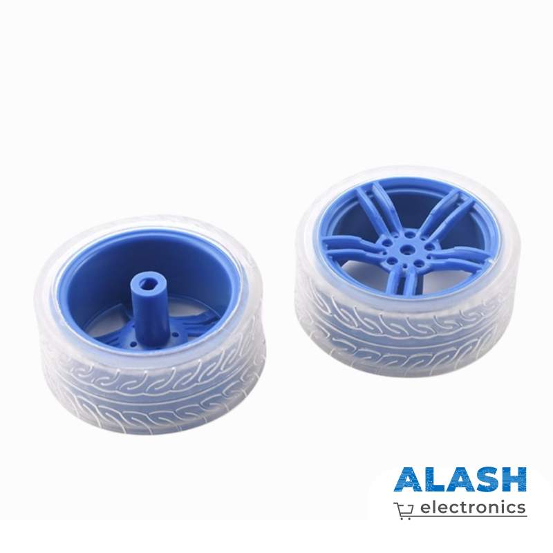 Колесо 65 мм для роботов, синее с прозрачной вставкой