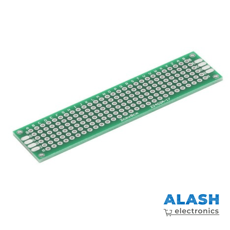 Макетная, печатная Двусторонняя монтажная плата 2x8 см, зеленая