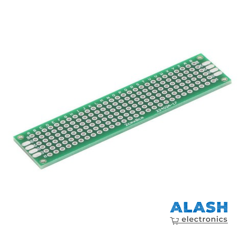 Макетная, печатная Двусторонняя монтажная плата 2x8 см, зеленая