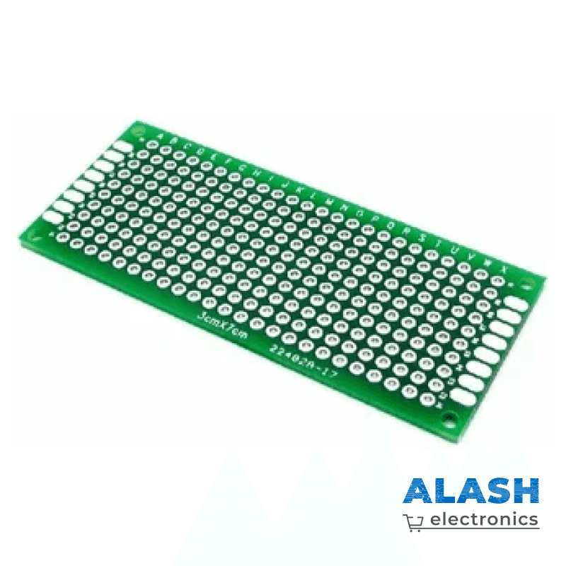 Макетная, печатная Двусторонняя монтажная плата 3x7 см, зеленая