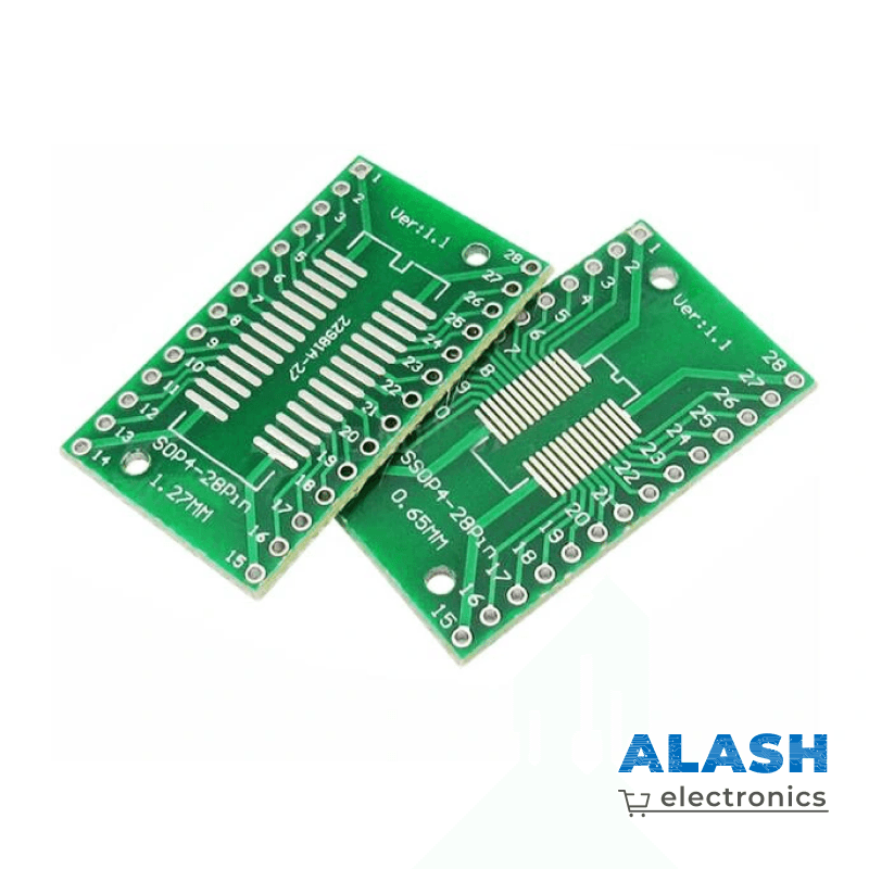 Переходная плата SOIC-28 / SSOP-28 на DIP-28 (двухсторонняя, с разводкой)