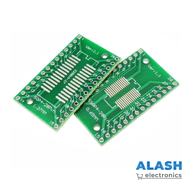 Переходная плата SOIC-28 / SSOP-28 на DIP-28 (двухсторонняя, с разводкой)