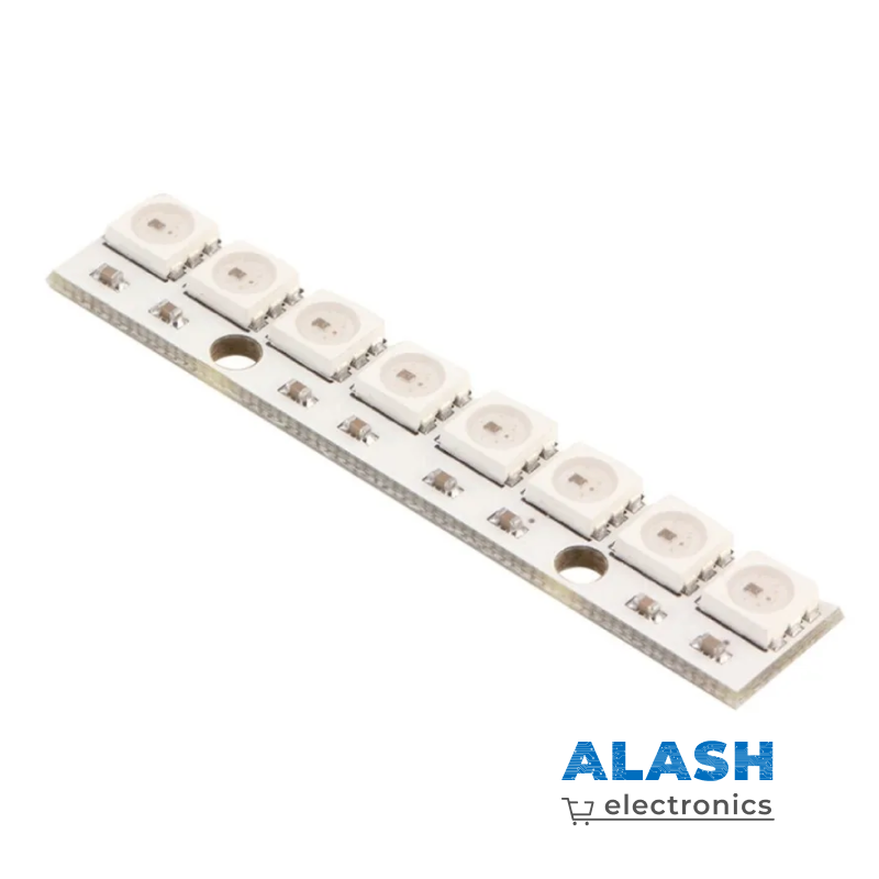 Полоска RGB светодиодов WS2812B (8 шт) (на базе белый платы)