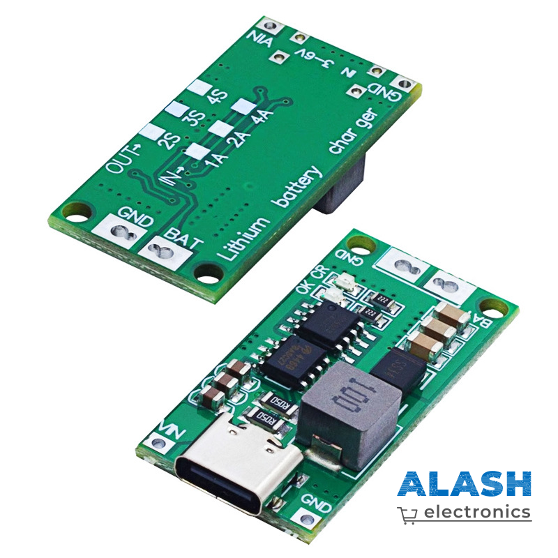 Зарядный модуль USB-C для Li-Ion/Li-Po аккумуляторов 1S–4S — плата зарядки с регулировкой тока 1A/2A/4A, защита и балансировка