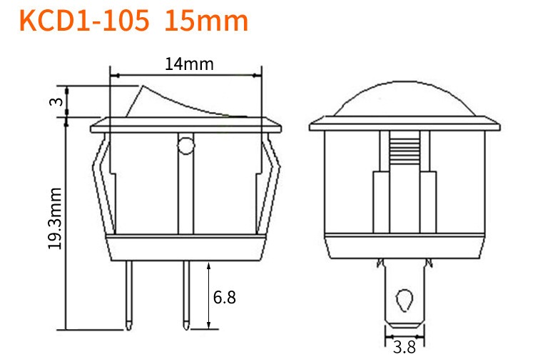 Клавишный переключатель KCD1-105 15mm